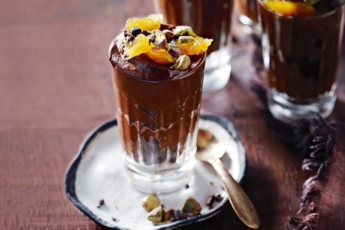 A Chocolate mousse with avocado and spiced orange