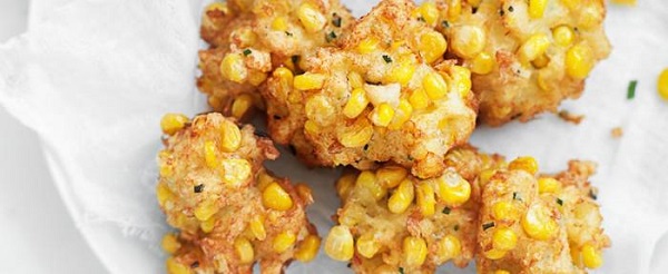 Crab and Corn fritters with saffron aioli