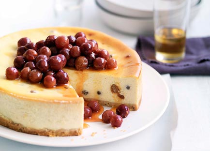 Ricotta and honey torte with scorched honey grapes